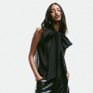 Sheer Tie-neck blouse